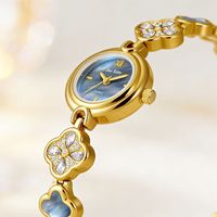 Jam Tangan Quartz Penunjuk Waktu Model Baru BS, Motif Bunga Begonia Empat Daun, Warna Alami, Cangkang Logam Elegan Berkualitas Tinggi FA1903
