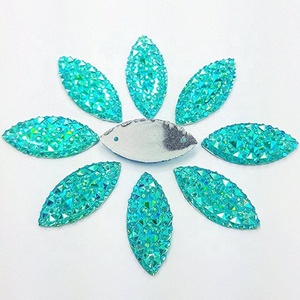 Strass blu pavone schiena piatta cucire su resina gemme occhio di cavallo - Product Image 2