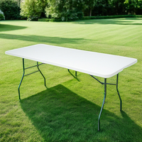 Table de banquet pliante moderne en plastique HDPE robuste de 6 pieds 180cm pour hôtels chambres hôpitaux avec mécanisme de verrouillage à cadre en acier
