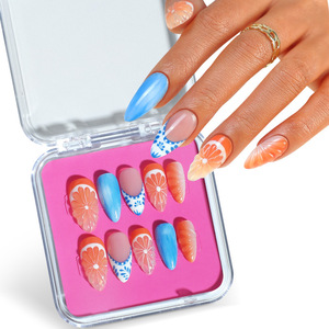 10 pièces/ensemble été conceptions à la mode rafraîchissant vent 3D Simulation Ombre <span class=keywords><strong>Orange</strong></span> Cool à la main presse sur les ongles - Product Image 6