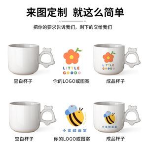 <b>Ceramic</b> Mug White Porcelain Cartoon Handle Heat Resistant Coffee Tea <b>Cup</b> For Gift Use - Product Image 4