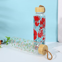Botol Air Kaca Portabel Ramah Lingkungan Grosir dengan Tutup Bambu dan Tali untuk Minum Langsung dan Air Mendidih