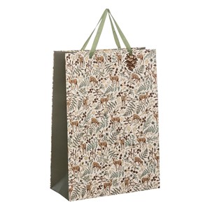 SAC EN PAPIER AVEC MOTIFS DE CHELANES/FEUILLES ET ANSES VERDES 33,1X15 H. 46CM - Product Image 1