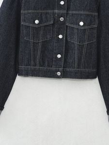 Veste en jean décontractée pour <span class=keywords><strong>femme</strong></span> HANO, col rabattu, poches sur le devant, manches longues, tendance - Product Image 6