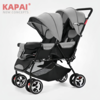 Poussette double KAPAI, légère, pour bébé et enfant en bas âge, pliage compact facile, grand panier de rangement