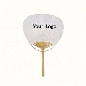 Éventail en papier personnalisé avec impression de logo, en bambou et papier brut, pour mariage - Product Image 1