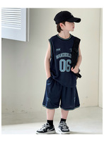 Ensemble de vêtements pour adolescent garçon 2026 – Ensemble de sport sans manches avec imprimé lettres blanches – Tenue de basketball