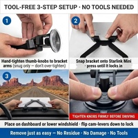 Support de tableau de bord Starlink Mini à ventouse à levier, sans perçage, pour pare-brise de camping-car, camion, SUV, voiture, support satellite sécurisé
