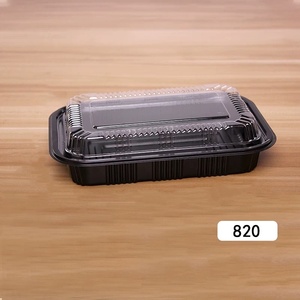ถาดพลาสติกสีทองดำทรงสี่เหลี่ยมผืนผ้า 820 ชิ้น พร้อมฝาปิด ภาชนะใส่ซูชิแบบใช้แล้วทิ้ง สำหรับบรรจุภัณฑ์ซูชิกระป๋อง ถาดแบบใช้แล้วทิ้ง - Product Image 3