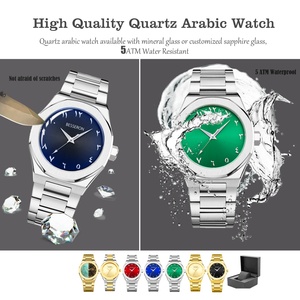 Hot Sale Men's Japanese Quartz Movement <b>Watch</b> with Steel Case <b>Arabic</b> Dial Fashionable Design Black <b>Arabic</b> Aura <b>Watch</b> Supplier - Product Image 4