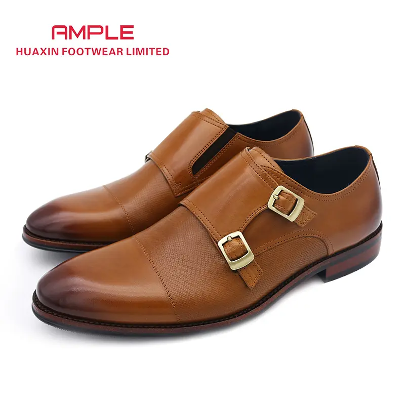British Design Business Shoes Trending Classic Durable Fashion Monk Strap Leather Men Dress Shoes