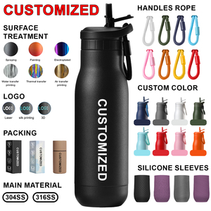 Fayren 500ml 750ml Flasks Leak-proof Lid Travel <b>Tumbler</b> Vacuum <b>Insulated</b> Stainless Steel Water Bottle <b>With</b> <b>Straw</b> - Product Image 4
