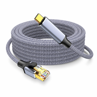 Câble adaptateur USB Type-C vers Gigabit Ethernet, convertisseur réseau USB-C vers RJ45 avec câble tressé et boîtier en alliage d'aluminium