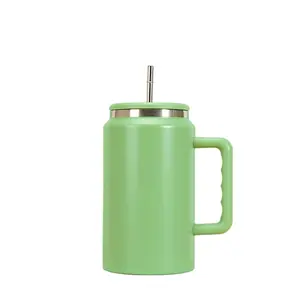 Thời trang mới đa màu 50 oz thép không gỉ Cốc du lịch Mug với Handle & rơm Nắp