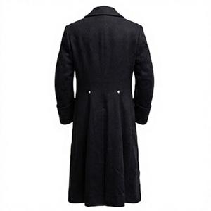 Men's Double Breasted Long Trench Coat <b>Woolen</b> Outerwear With Collar Button Closure Business Casual - Product Image 5