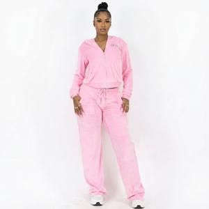 Ensemble de survêtement pour femme en strass de qualité supérieure, design deux pièces, manches longues, survêtement en strass pour femme, à personnaliser - Product Image 1