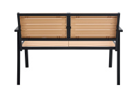 Banc de jardin extérieur 2 places avec accoudoirs et dossier, banc de loisirs en métal imperméable, banc d'attente
