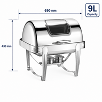 Chauffe-plat moderne en acier inoxydable 9L (gaz ou combustible) 690x430x430mm haute efficacité pour hôtels, restaurants, buffets et équipements de restauration