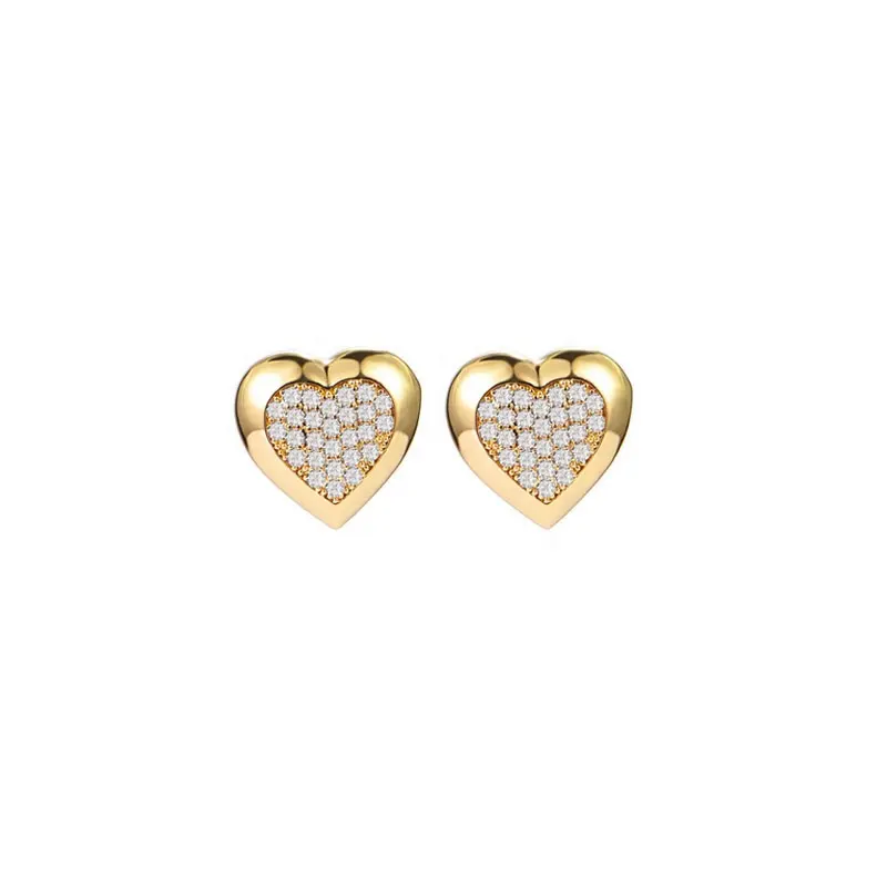 Boucles d'oreilles en forme de cœur, plaqué or 14k, en cz, diamant, nouvelle collection 2022