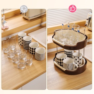 Storage Rack Single/Double-layer <b>Teacup</b> Holder Tea Set Organizer Tray Household Tabletop Water Cup Holder Cosmetics Storage Rack - Product Image 5
