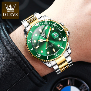 Reloj Deportivo OLEVS 5885 para Hombre, Marca de Primera Calidad, Acero Inoxidable, Cuarzo Verde, Estilo Ejecutivo, Cristal, Aleación - Product Image 4