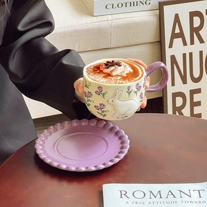 Nordic Luxury Bunny Tea Cup and Saucer Spring <strong>Easter</strong> Bunny Floral and Butterfly Tea Cup and Saucer Flower Rabbit <strong>Mug</strong> - Product Image 2