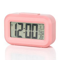 Jam Alarm tanggal temperatur jam Alarm belajar untuk kantor kamar tidur jam meja Digital pintar dengan lampu malam