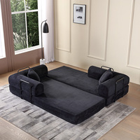 Sofá Cama Plegable en Forma de L, Moderno, con Asientos Profundos, Relleno de Esponja de Látex de Alta Densidad, Diseño Minimalista, No Requiere Ensamblaje