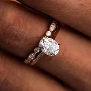 Anillo de Oro Amarillo de Lujo de 10k, 14k, 18k con Diamante Moissanite D VVS, Joyería Fina Hecha a Mano, Anillos Finos para Regalo, Fiesta para Mujer, Anillo de Paloma - Product Image 3