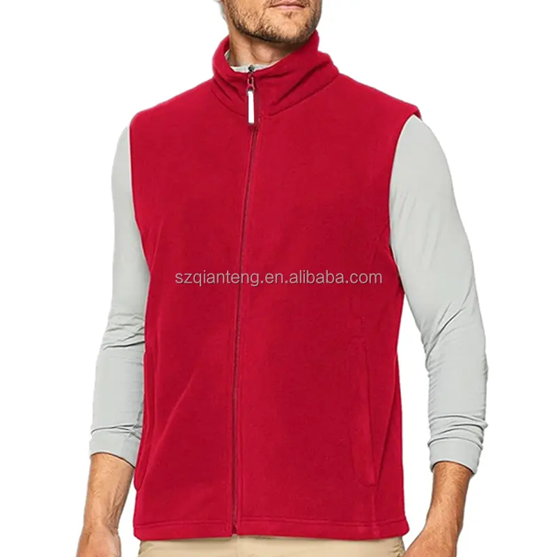 AQTQ Wholesale Smart Casual Custom Logo Sleeveless Jacket Polyester Active Polar Micro Gilet Fleece Sweater Zip Vest for Men