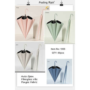 Paraguas Largo al por Mayor con Estructura de Acero y Poliéster, 8 Varillas, Colores Surtidos, Modelo 10155 para Adultos, Resistente a la Lluvia - Product Image 1