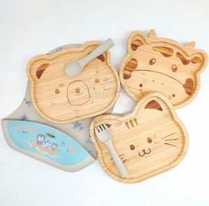 Özel Logo oyulmuş ahşap bölünmüş plaka hayvan şekli ahşap kase besleme seti ahşap çocuklar yürümeye başlayan plaka setleri - Product Image 3