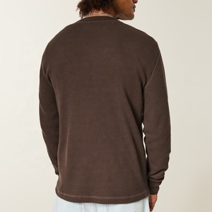 <span class=keywords><strong>T</strong></span>-<span class=keywords><strong>shirt</strong></span> Henley à manches longues en maille gaufrée pour hommes, personnalisé, vente en gros, décontracté, de haute qualité, pull de luxe pour hommes - Product Image 3