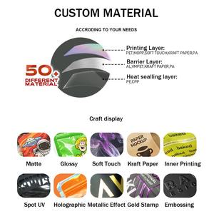 Emballage de <span class=keywords><strong>film</strong></span> holographique à fermeture éclair avec impression personnalisée, fenêtre transparente, sac en mylar de 3.5g - Product Image 5