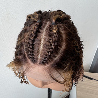 Pelucas de cabello humano rizado trenzado estilo pixie con reflejos, peluca bob de cabello humano corto virgen vietnamita, pelucas trenzadas con encaje HD, proveedor de cabello humano