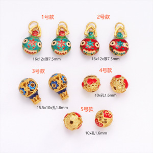 Colgante de Bestia Devoradora de Oro con Esmalte Cloisonné y Cuentas de Calabaza, Accesorios de Joyería DIY, Formas Mixtas, Fornituras de Joyería Hechas a Mano - Product Image 2