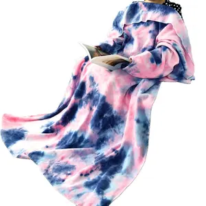 आलसी आदमी कंबल शॉल एयर कंडीशनर गर्म आस्तीन कंबल आकस्मिक कवर टाई-रंगे टीवी कंबल