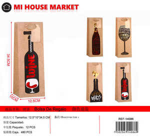 Borsa Regalo in Carta per Vino con Etichetta, Porta Bottiglia Ecologico - Product Image 3