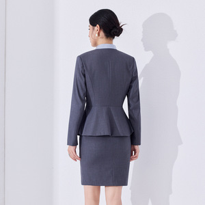 Women's Hotel Waitress Uniforms Long Sleeve Woven Polyester Blend Autumn Winter Workwear For Front Desk Restaurant Barista - Product Image 4