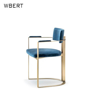 Silla de comedor de estilo nórdico WBERT, sillón de diseño creativo Simple, iluminación italiana de lujo, clubes de hoteles de acero inoxidable - Product Image 2