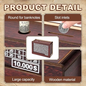 Tirelire en bois réutilisable avec compteur, boîte de défi d'épargne à ouverture discrète et suivi des objectifs, pour adultes et enfants - Product Image 4