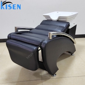 KISEN Silla de Lavado de Cabello para Salón de Belleza, Negra, Económica, con Lavabo y Sillas en Venta - Product Image 6