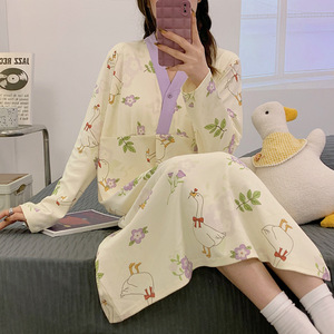 Pigiami all'ingrosso con imbottiture sul petto, <span class=keywords><strong>gonne</strong></span> <span class=keywords><strong>premaman</strong></span> a maniche lunghe, abbigliamento alla moda e carino che può essere indossato anche fuori la casa - Product Image 6
