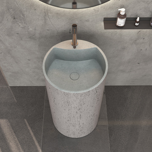 Vente en gros Lavabo sur pied rond en ciment <span class=keywords><strong>à</strong></span> colonne haute Lavabo sur pied pour hôtels - Product Image 2