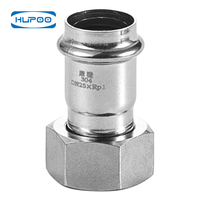 Adaptateur de transition à raccord pressé vers filetage femelle, forgé et poli, en acier inoxydable SS304, base ronde pour tuyauterie de gaz et CVC