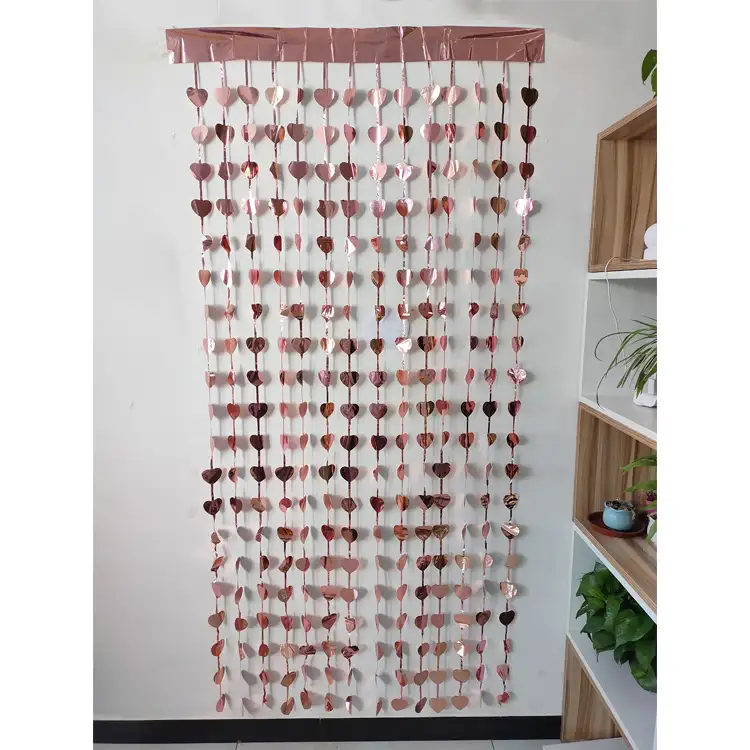 Tirai Plastik Aluminium Foil Bentuk Hati, Sering Digunakan Dalam Jamuan Digunakan Sebagai Ornamen Jendela Latar Belakang Dinding