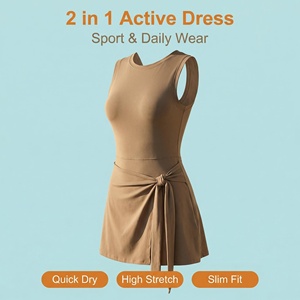 Vestido Deportivo <span class=keywords><strong>Chic</strong></span> con Cintura Ajustable 2 en 1, Mono Deportivo para Gimnasio, Golf y Salidas Casuales, Tenis, Elástico en Cuatro Direcciones, Absorbe el Sudor - Product Image 6