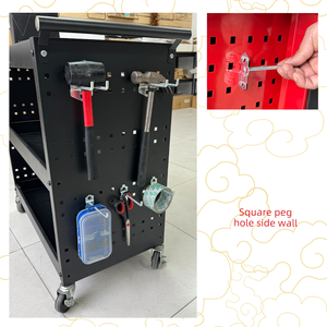 30\&quot; Iron Three-Layer <strong>Mobile</strong> <strong>Tool</strong> Trolley <strong>Cart</strong> with Side Peg Board for Garage <strong>Workshop</strong> Custom OEM Support - Product Image 4