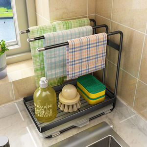 Égouttoir à torchons de cuisine en acier inoxydable avec bac de récupération, support pour <span class=keywords><strong>liquide</strong></span> <span class=keywords><strong>vaisselle</strong></span> et chiffon de cuisine – Offre spéciale - Product Image 3