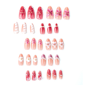<span class=keywords><strong>Uñas</strong></span> Postizas 3D Florales Hechas a Mano al por Mayor de Fábrica, <span class=keywords><strong>Uñas</strong></span> Acrílicas <span class=keywords><strong>Rosa</strong></span> Almendra con Perlas, Reutilizables, Personalizadas OEM ODM - Product Image 3